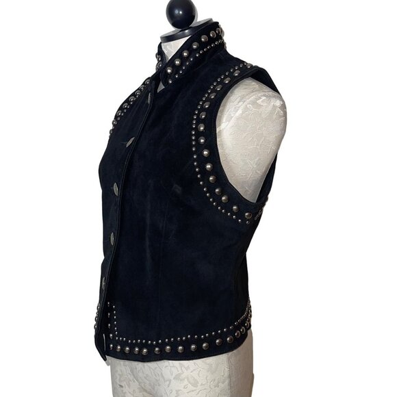 Frontier Collection Vintage Womens Vest Size M Black Studded Suede Phoenix USA - Picture 2 of 9
